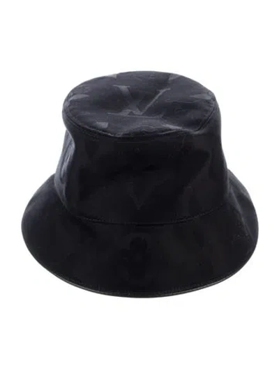 Pre-owned Louis Vuitton Monogram Reversible Bucket Hat In Black