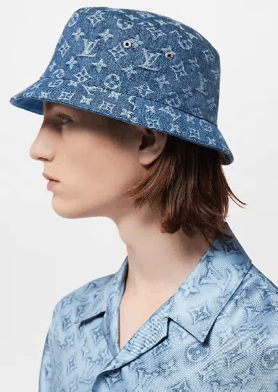 Pre-owned Louis Vuitton Monogram Reversible Essential Bucket Hat In Indigo