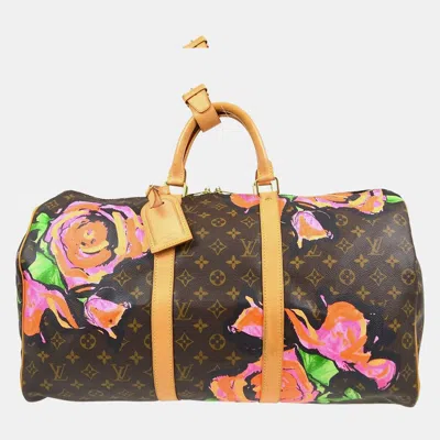 Pre-owned Louis Vuitton Monogram Rose Keepall 50 Duffle Bag