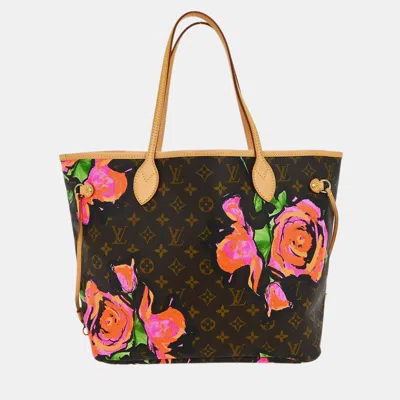 Pre-owned Louis Vuitton Monogram Rose Neverfull Mm Shoulder Tote Bag In Brown