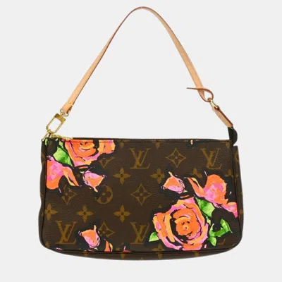 Pre-owned Louis Vuitton Monogram Rose Pochette Accessoires Handbag In Brown