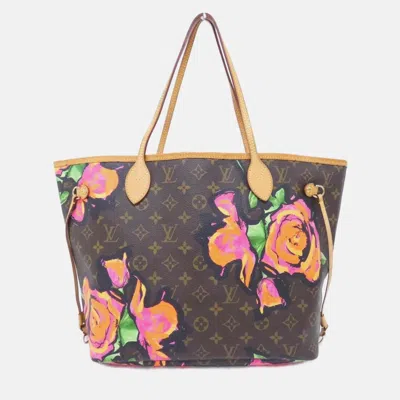 Pre-owned Louis Vuitton Monogram Rose (stephen Sprouse) Neverfull Mm Handbag In Brown