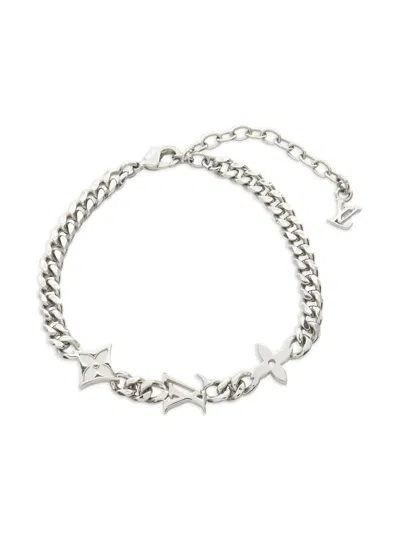 Pre-owned Louis Vuitton Monogram Row Bracelet In Silver