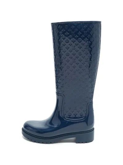 Pre-owned Louis Vuitton Monogram Rubber Boots In Blue