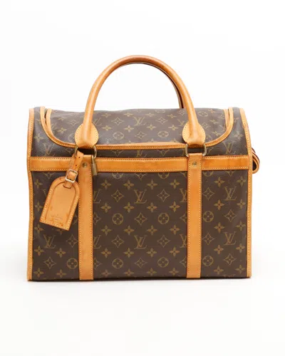 Pre-owned Louis Vuitton Monogram Sac Chien 40 Pet Bag In Brown