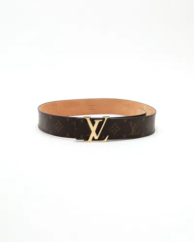 Pre-owned Louis Vuitton Monogram San Tulle Lv Leather Belt In Brown