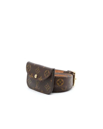 Pre-owned Louis Vuitton Monogram Santur Pochette Belt, Size 90 In Brown