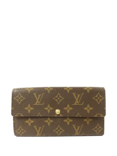 Pre-owned Louis Vuitton Monogram Sarah Long Wallet In Brown