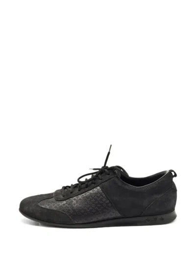 Pre-owned Louis Vuitton Monogram Satin Sneakers In Black