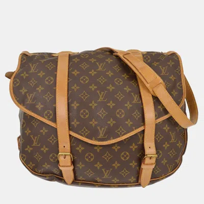 Pre-owned Louis Vuitton Monogram Saumur 43 Messenger Bag In Brown