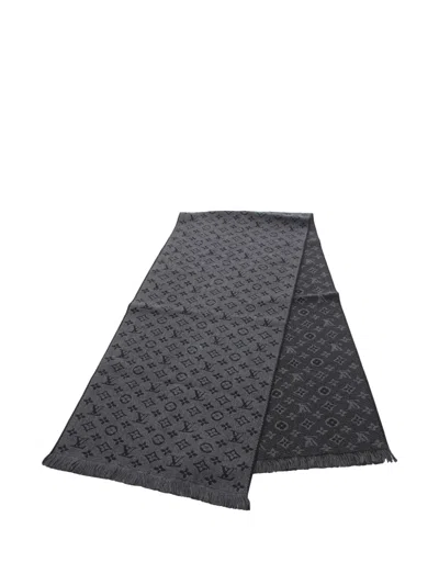 Pre-owned Louis Vuitton Monogram Scarf In Gray