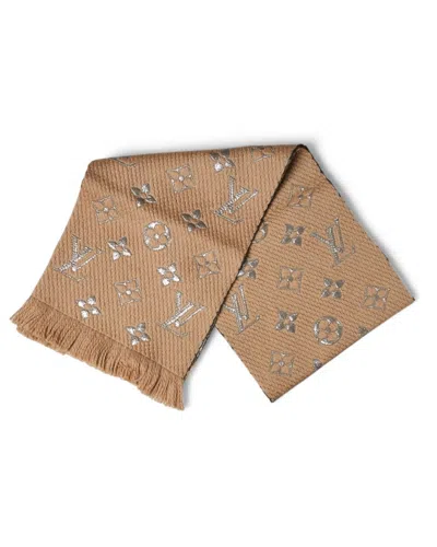 Pre-owned Louis Vuitton Monogram Scarf Wool Lurex Beige In Neutrals