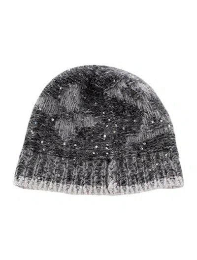 Pre-owned Louis Vuitton Monogram Sequins Wool Beanie In Gray
