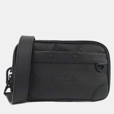 Pre-owned Louis Vuitton Monogram Shadow Alpha Wearable Wallet Shoulder Bag In Black