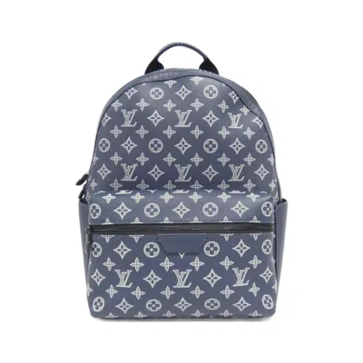 Pre-owned Louis Vuitton Monogram Shadow Black Blue White Leather Backpack () In Multi