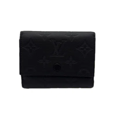 Pre-owned Louis Vuitton Monogram Shadow Black Leather Wallet (tri-fold) ()
