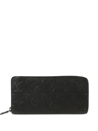 Pre-owned Louis Vuitton Monogram Shadow Debossed-pattern Wallet In Black