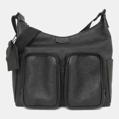 Pre-owned Louis Vuitton Monogram Shadow Hobo Cargo Shoulder Bag In Black