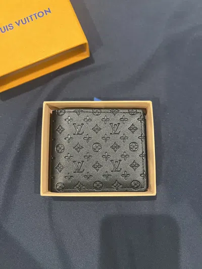 Pre-owned Louis Vuitton Monogram Shadow Multiple Wallet In Black