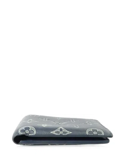 Pre-owned Louis Vuitton Monogram Shadow Wallet In Blue