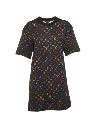 Pre-owned Louis Vuitton Monogram Short-sleeves Midi Dress In Black