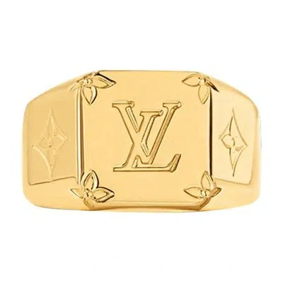 Louis Vuitton Monogram Signet Ring In Gold