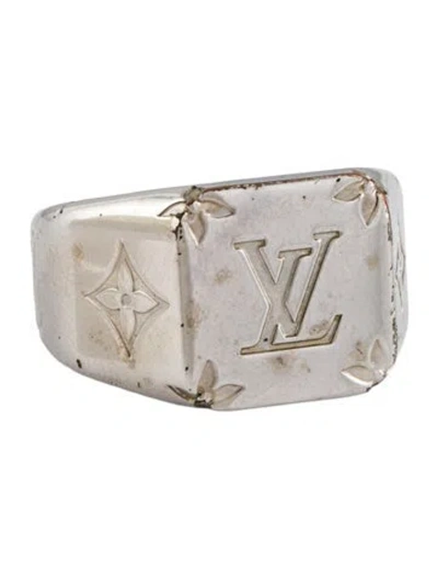 Pre-owned Louis Vuitton Monogram Signet Ring In Multi