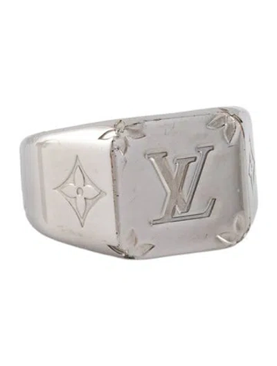 Pre-owned Louis Vuitton Monogram Signet Ring In Multi