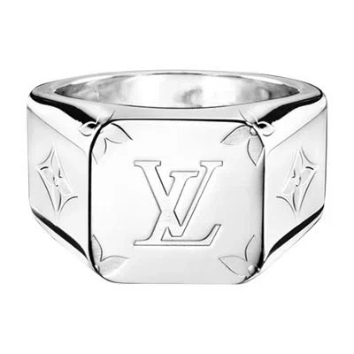 Louis Vuitton Monogram Signet Ring In White