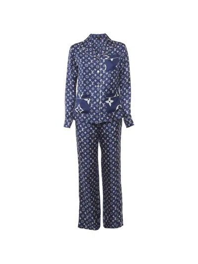 Pre-owned Louis Vuitton Monogram Silk Pajamas In Blue