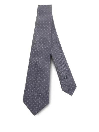 Pre-owned Louis Vuitton Monogram Silk Tie In Gray