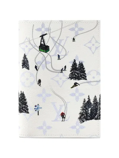 Pre-owned Louis Vuitton Monogram Ski Passport Cover In White