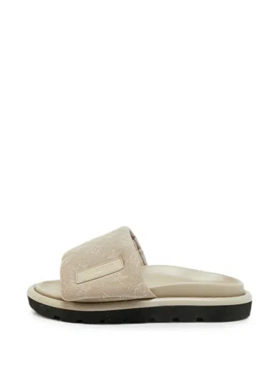 Pre-owned Louis Vuitton Monogram Slides In Neutral