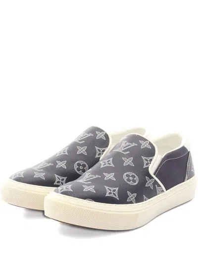 Pre-owned Louis Vuitton Monogram Slip-ons Sneakers In Blue