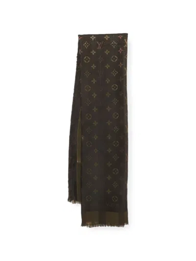 Pre-owned Louis Vuitton Monogram So Shine Shawl In Black