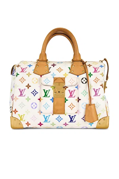 Pre-owned Louis Vuitton Monogram Speedy 30 Handbag In White