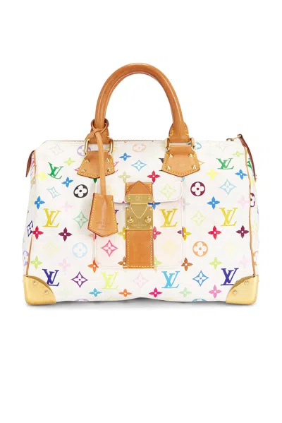 Pre-owned Louis Vuitton Monogram Speedy 30 Handbag In White