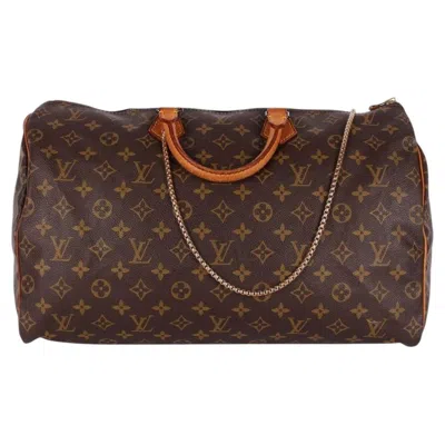 Pre-owned Louis Vuitton Monogram Speedy 40 Satchel With Strap In Brown, 1992 In Black