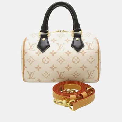 Pre-owned Louis Vuitton Monogram Speedy Bandouliere 20 Bag Dune In White