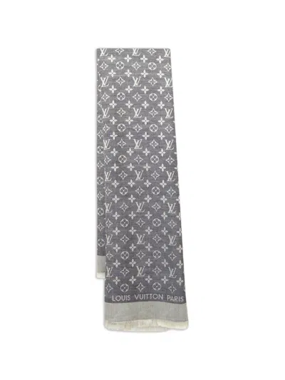Pre-owned Louis Vuitton Monogram Square Scarf In Blue
