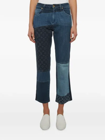Pre-owned Louis Vuitton Monogram Straight-leg Cropped Jeans In Blue