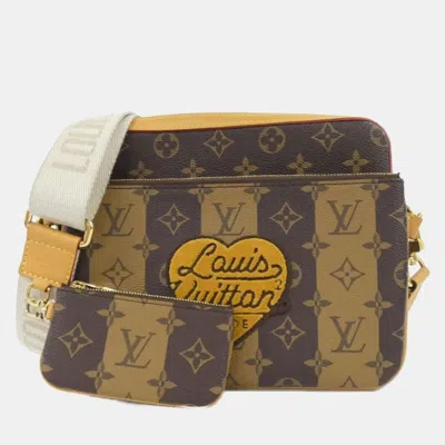 Pre-owned Louis Vuitton Monogram Stripe (lv Squared) Trio Messenger Shoulder Bag In Brown