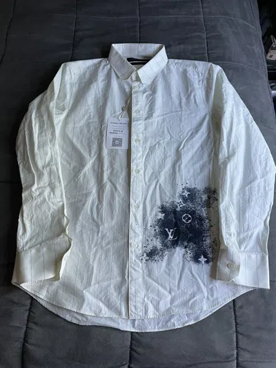 Pre-owned Louis Vuitton Monogram Striped Shirt In White