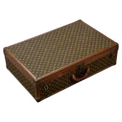 Pre-owned Louis Vuitton Monogram Suitcase / Luggage Or Trunk, Alzer 80, Mid 20th Century In Brown