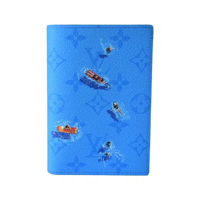 Pre-owned Louis Vuitton Monogram Swimming Pool Passport Cover Blue