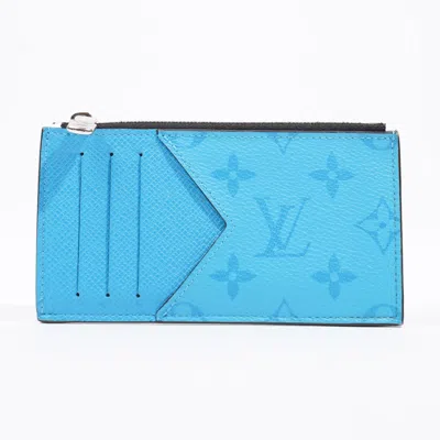 Pre-owned Louis Vuitton Monogram Taigarama Card Holder Monogram Coated Canvas In Blue