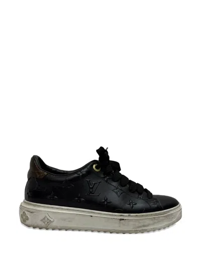 Pre-owned Louis Vuitton Monogram Time Out Sneakers In Black