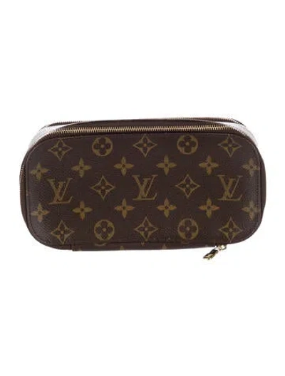 Pre-owned Louis Vuitton Monogram Trousse Blush Pm Cosmetic Bag In Brown