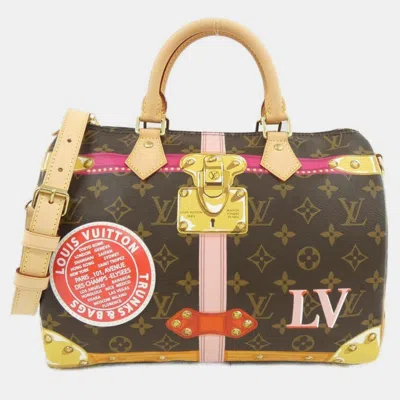 Pre-owned Louis Vuitton Monogram (trunk) Speedy Bandouliere 30 Cm Boston Bag In Brown