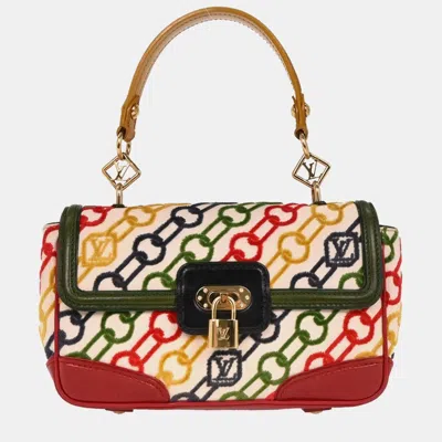 Pre-owned Louis Vuitton Monogram Velvet Chain Dolly Pochette Handbag In Multi